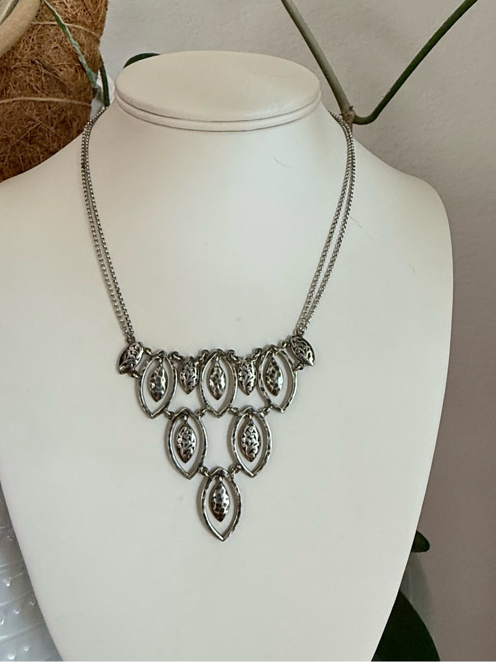 Lois Hill 925 Sterling Silver Leaf Cascade Statement Necklace